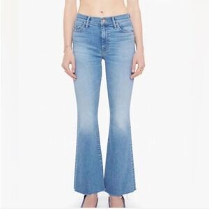 MOTHER The Weekender Fray California Cruiser Flare Jeans Light Wash 30
